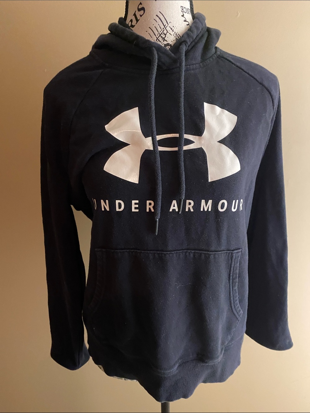 Under Armour Navy Pullover Hoodie with White Logo